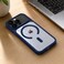 CROWNYX Magnetic Clear Back Case for iPhone 15 Pro Max   Matte TPU Bumper with Frosted Transparent PC Back   Camera Lens Protection   Shockproof Slim Cover   Wireless Charging Compatible (Dark Blue)