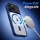 CROWNYX Magnetic Clear Back Case for iPhone 15 Pro Max   Matte TPU Bumper with Frosted Transparent PC Back   Camera Lens Protection   Shockproof Slim Cover   Wireless Charging Compatible (Dark Blue)