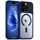 CROWNYX Magnetic Clear Back Case for iPhone 15 Pro Max   Matte TPU Bumper with Frosted Transparent PC Back   Camera Lens Protection   Shockproof Slim Cover   Wireless Charging Compatible (Dark Blue)