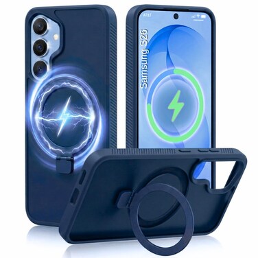 CROWNYX Magnetic Stand Case for Samsung Galaxy S26 Shockproof Slim Hybrid TPU Cover with Grip Ring, 6.3 Inch   Aegis GripStand Pro Case