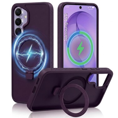 CROWNYX Magnetic Stand Case for Samsung Galaxy S26 Shockproof Slim Hybrid TPU Cover with Grip Ring, 6.3 Inch   Aegis GripStand Pro Case