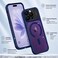 CROWNYX Magnetic Clear Convertible Case for iPhone 14 Pro Max  Matte TPU Bumper with Frosted Transparent PC Back Camera Lens Protection  Shockproof Slim Cover  Wireless Charging Compatible - Dark Blue