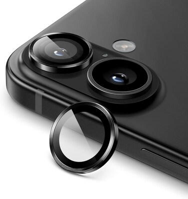 CROWNYX Camera 3D Individual Lens Protector for iPhone 16/16 Plus 9H Tempered Glass, Anti Scratch, Anti-Oil, Anti-Shock, Dirt-Resistance bubble free, HD Night Shots Clear Image, Pack-1