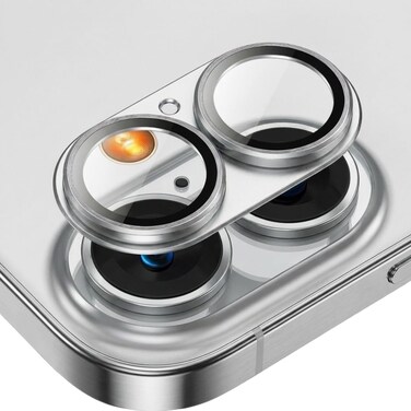 CROWNYX Camera Lens Protector for iPhone 17, Full Coverage 9H Tempered Glass Ring Cover, Matte Metal Plate, Case Friendly, 1-Pack (Silver)