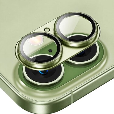 CROWNYX Camera Lens Protector for iPhone 17, Full Coverage 9H Tempered Glass Ring Cover, Matte Metal Plate, Case Friendly, 1-Pack (Green)