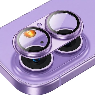 CROWNYX Camera Lens Protector for iPhone 17, Full Coverage 9H Tempered Glass Ring Cover, Matte Metal Plate, Case Friendly, 1-Pack (Purple)