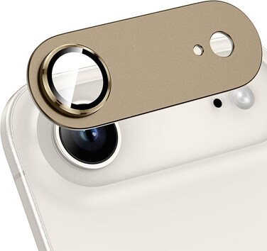 CROWNYX Camera Lens Protector for iPhone 17 Air, Full Coverage 9H Tempered Glass Ring Cover, Matte Metal Plate, Case Friendly, 1-Pack (Gold)