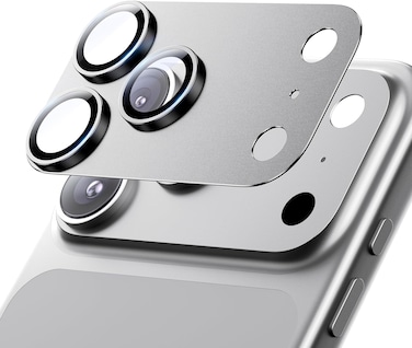 CROWNYX Camera Lens Protector for iPhone 17 Pro, Full Coverage 9H Tempered Glass Ring Cover, Matte Metal Plate, Case Friendly, 1-Pack (Silver)