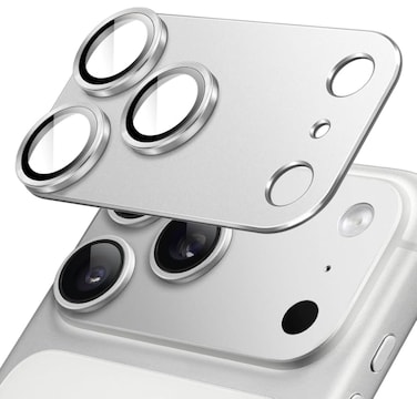 CROWNYX Camera Lens Protector for iPhone 17 Pro Max, Full Coverage 9H Tempered Glass Ring Cover, Matte Metal Plate, Case Friendly, 1-Pack (Silver)