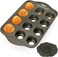 Non-Stick Carbon Steel Muffin Pan - Pair Of Cupcake Cookie Sheet Pan Style For Baking, Muffin Pans W/ 12 Cups Cupcake Baking Tray (Black)