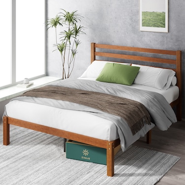 Zinus Leah Bamboo   King Platform Bed Frame   Slatted Headboard   Wooden Slat Support   No Box Spring Required    Easy Assembly   200L × 180W CM
