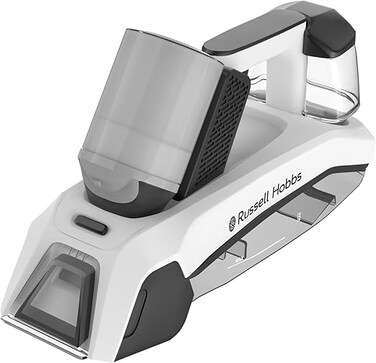 Russell Hobbs Handheld Spot Vacuum Cleaner 60W Brushless Motor with Motorized Brush, 2 Speed Settings, 500ml Water Tank, Rechargeable 2000mAh Battery, White, Model -W06