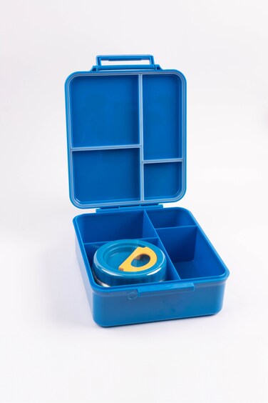 Cocobee Dino Tritan Bento Lunch Box With Food Jar, 4 Compartments, Leakproof &amp; Microwave Safe, 1.87L , Bpa Free &ndash; Ages 3+(Blue)