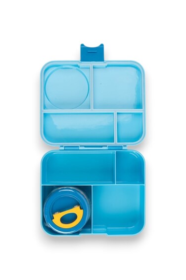 Cocobee Dino Bento Lunch Box With Food Jar, 4 Compartments, Leakproof &amp; Odour-Free, Bpa-Free, 1.67L, Microwave Safe &ndash; Blue (3 Years+)