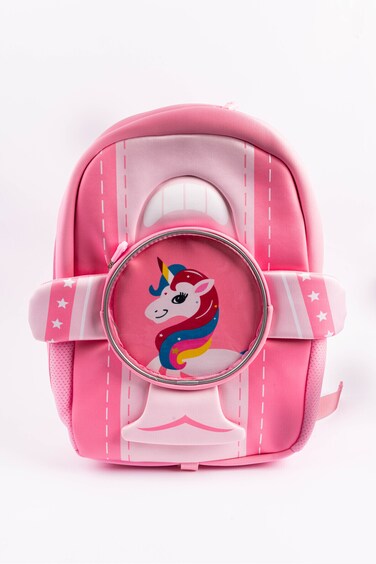 Cocobee Aeroplane Style Unicorn Printed Backpack For Girls &ndash; Pink