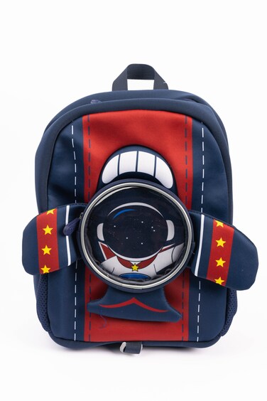 Cocobee Aeroplane-Style Astronaut Print Backpack For Boys &ndash; Navy Blue
