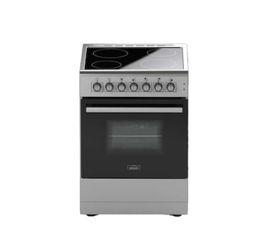 Generaltec 60x60 Electric Cooker 4 Burners Ceramic Top With Oven Made In Turkey Silver with Turbo Fan, Model GCVT660C-1 Year Full Warranty