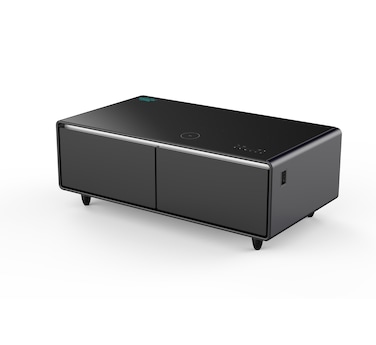 Generaltec Smart Refrigerator &amp; Digital Music Table, Bluetooth/USB Speaker, Tempered Glass, Touch Control, Dual USB Charging, 135L (65L+70L), Wireless Mobile Charging 15W, Electric Ports, RGB lights