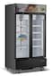Generaltec Double Glass Door Showcase Chiller, Black, Adjustable Shelves, LED Light, Digital Thermostat, 5-Year Compressor &amp; 1-Year Full Warranty - Model GCH1300L