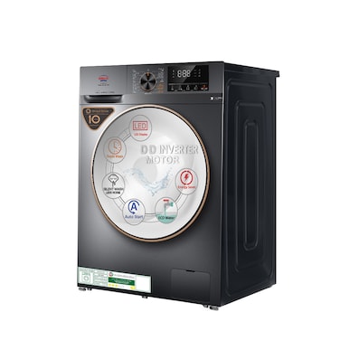 Generaltec 2 In 1 Front Load Washer Dryer with 6Kg Dryer &amp; 10Kg Washing Capacity, Direct Drive Inverter Motor, 1200 RPM, 15 Programs, 10-Year Warranty, Energy+Water Efficient, Delay Start, Child Lock