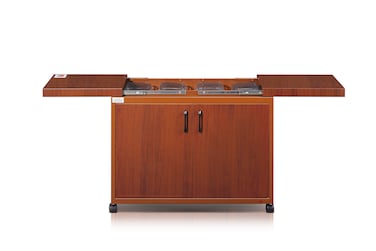 Generaltec Freestanding 4 Dishes Food Warmer Trolley - 3-Layer, 4.8L x 4 Glass Dishes, 450W, Slide Cover