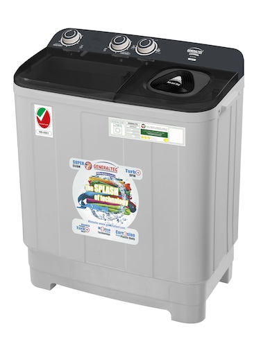 Generaltec 7/5 kg Twin-tub Semi-Automatic Washing Machine, Grey/Black, efficient Top-Load Washer with Lint Filter, Spin-Dry, GW850HD, 1 Year Warranty