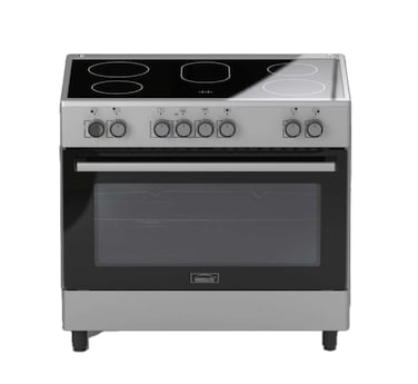 Generaltec 90x60 Electric Cooker 5 Burners Ceramic Top With Oven Made In Turkey Silver with Turbo Fan, Model GCVT960CMT-1 Year Full Warranty
