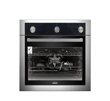 Generaltec 60cm Gas &amp; Electric Built in Oven With Fan and Grill, Stainless Steel Panel with Double Glass Door, 10 Cooking Function, LED Display, Heavy Duty Built-in Oven, GBO85GESBC