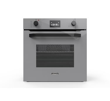 Generaltec Built In 60cm Electric Oven, Electronic Controls With 7 Segment Display, Baking Grilling Broiling Defrosting &amp; Toasting, Turbo Grill, Integrated Cleaning System GBO60T14SAF Grey