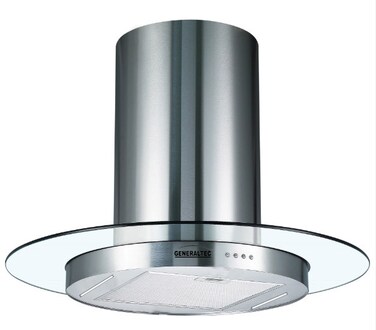 Generaltec 90cm Stainless Steel &amp; Tempered Glass Island Hood, 3-Speed Electronic Control, 900mA&sup3;/h Airflow - GHI90RS