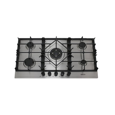 Generaltec 5 Burner Gas Cooktop, 90cm Built-In Hob, Stainless Steel Body, Cast Iron Pan Supports, Built in Kitchen Countertop Stove Cooker, GCBT905SF