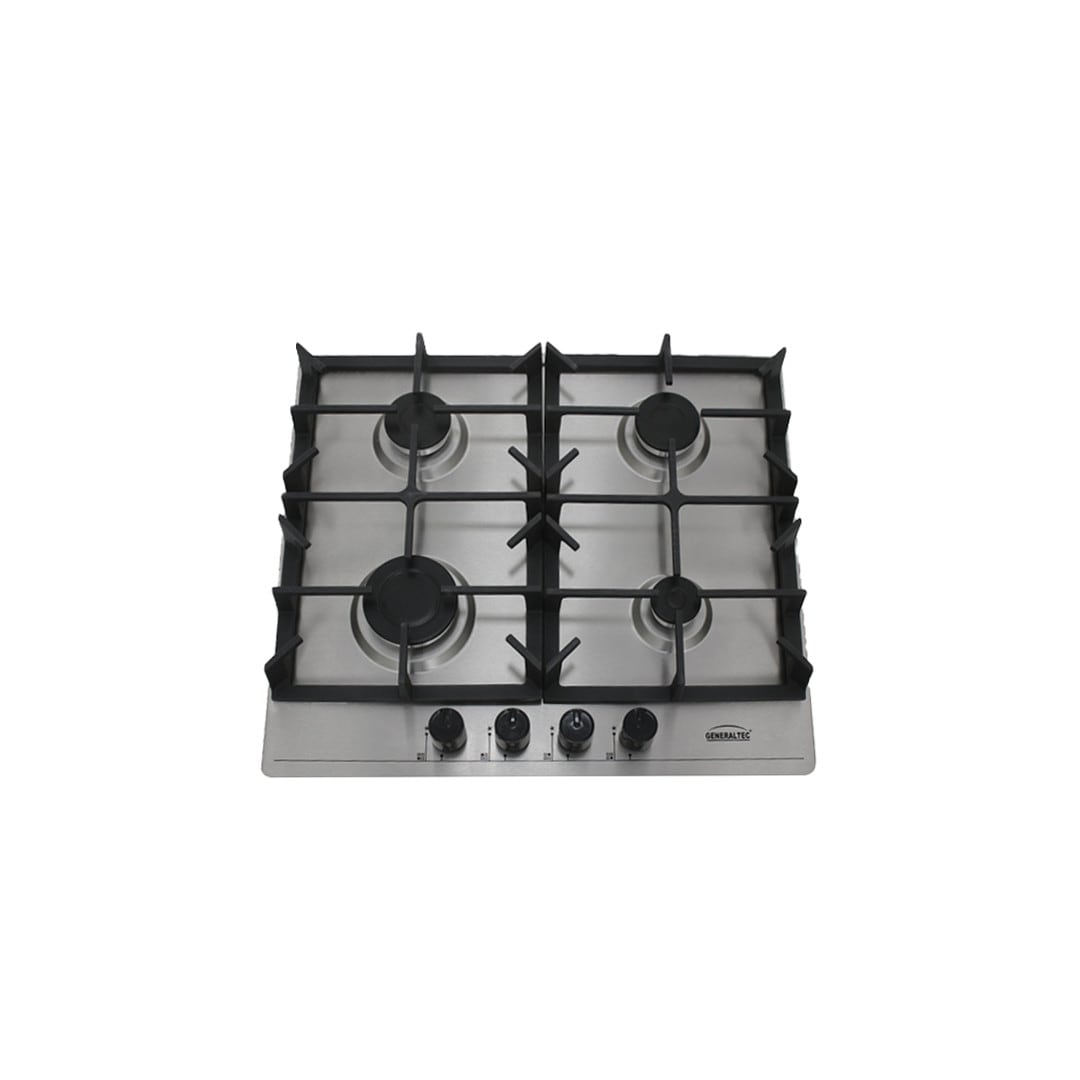 Buy Generaltec 4 Burner Gas Hob 60 cm, Stainless Steel Body, Built-In Gas Cooktop with Auto Ignition, Knob Control, Sabaf Burners, Cast Iron Pan Supports, Modern Built in Gas Stove Cooker- GCBT604SF Online | Carrefour UAE
