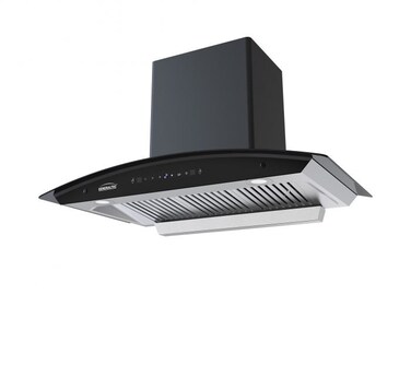 Generaltec 90cm Glass Range Hood with Touch Control, High Suction, 2 LED Lights, 2-Layer Baffle Filter, Black Chimney &amp; 2m Aluminum Pipe &ndash; Model GH90BF20, 1 Year Warranty