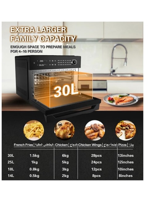 Generaltec 30L Air Fryer Oven With Visible Window And Special Dual Cook Function, 7 Accessories, 18 In 1 Smart Large Air fryer