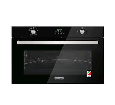 Generaltec GBO90TF10 90cm Built-In Electric Oven &ndash; Black Glass, Convection &amp; Rotisserie, LED Display, 1-Year Warranty