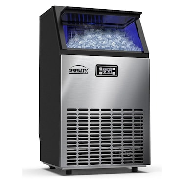 Generaltec GIM90SS Commercial Portable Ice Maker-90Kg Ice Production Per Day   22Kg Storage Capacity   Stainless Steel Body  Ideal for Restaurants, Cafes &amp; Catering- 1 Year Warranty