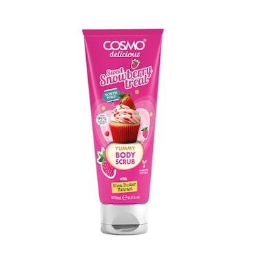 Cosmo Delicious Sweet Snowberry Treat With Shea Body Scrub For Men &amp; Women 275ml, Exfoliating Body Scrub, Hydrating &amp; Nourishing, Sugar Scrub, Berry Scent, Dead Skin &amp; Deep Cleansing, All Skin Types