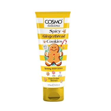 Cosmo Delicious Spicy Ginger Bread Cookie With Shea Body Scrub For Men &amp; Women 275ml, Exfoliating Body Scrub, Hydrating &amp; Nourishing, Sugar Scrub, Warm Spice Fragrance, Dead Skin &amp; Deep Cleansing