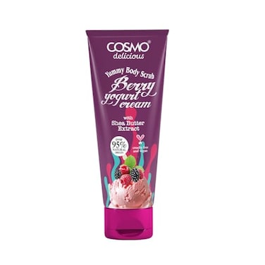 Cosmo Delicious Berry Yogurt Cream With Shea Body Scrub For Men &amp; Women 275ml, Exfoliating Body Scrub, Hydrating &amp; Nourishing, Sugar Scrub, Fruity Berry &amp; Yogurt Fragrance, Dead &amp; Deep Skin Cleansing