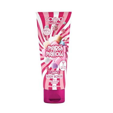 Cosmo Delicious Marsh Mallow With Shea Body Scrub For Men &amp; Women 275ml, Exfoliating Body Scrub, Hydrating &amp; Nourishing, Sugar Scrub, Vanilla &amp; Sweet Marshmallow Fragrance, Dead &amp; Deep Skin Cleansing