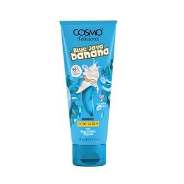 Cosmo Delicious Blue Java Banana With Shea Body Scrub For Men &amp; Women 275ml, Exfoliating Body Scrub, Hydrating &amp; Nourishing, Sugar Scrub, Tropical Banana Fragrance, Dead &amp; Deep Skin Cleansing