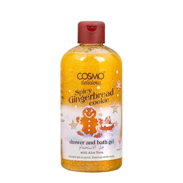 Cosmo Delicious Spicy Gingerbread Cookie With Aloe Vera Shower &amp; Bath Gel 500ml, Hydrating &amp; Refreshing Body Wash, Warm Spice Scent, Dead Skin Removal, Body Cleanser, Shower Gel For Women &amp; Men