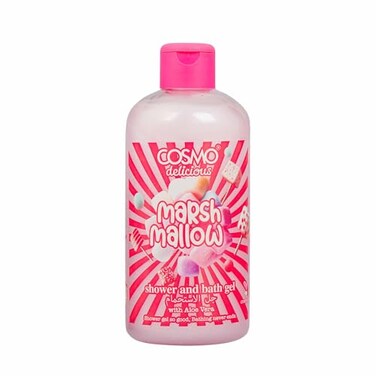 Cosmo Delicious Marsh Mallow With Aloe Vera Shower &amp; Bath Gel 500ml, Hydrating &amp; Refreshing Body Wash, Sweet Marshmallow &amp; Vanilla Scent, Dead Skin Removal, Body Cleanser, Shower Gel For Women &amp; Men
