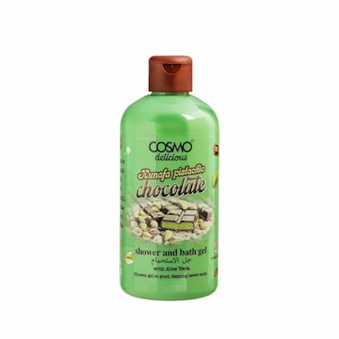 Cosmo Delicious Kunafa Pistachio Chocolate With Aloe Vera Shower &amp; Bath Gel 500ml, Hydrating &amp; Refreshing Body Wash, Nutty Chocolate Scent, Dead Skin Removal, Body Cleanser, Shower Gel For Women &amp; Men
