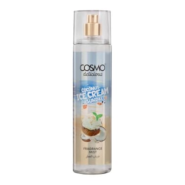 Cosmo Delicious Coconut Ice Cream Sundae Fragrance Mist 250ml, Sweet Parfum, Creamy Coconut &amp; Sweet Tropical Scent, Summer Body Spray, Perfect For Everyday Wear, Long Lasting Perfume For Women &amp; Men