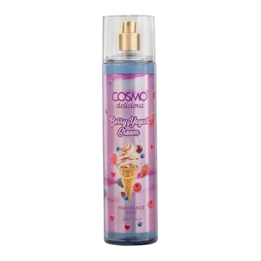 Cosmo Delicious Berry Yogurt Cream Fragrance Mist 250ml, Fresh Berries &amp; Whipped Cream Scent, Light Fruity Body Spray, Perfect For Everyday Wear, Long Lasting Perfume For Women &amp; Men