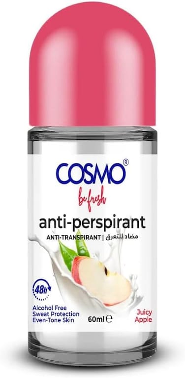 Cosmo Be Fresh Body Roll-On Anti-Perspirant Deodorant &ndash; 48-Hour Sweat &amp; Odor Protection, Long-Lasting Fresh Fragrance, Gentle On Skin, Quick-Dry All-Day Confidence - 60ml (Juicy Apple)