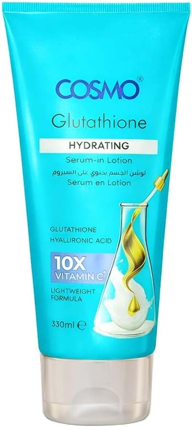 Cosmo Glutathione Hydrating Serum-in-Lotion For Body &ndash; Hydrating Care Moisturizer With 10X Vitamin C, Pro-Retinol &amp; Antioxidant Brightening Lightweight Fast-Absorbing Hydrating Formula - 330ml