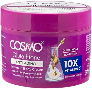 Cosmo Glutathione Anti-Aging Serum-in Body Cream With Glutathione Pro Retinol &amp; 10X Vitamin C, Skin Tone Enhancing, Hydrating &amp; Radiance-Boosting Body Moisturizer For Smooth, Even - 400ml