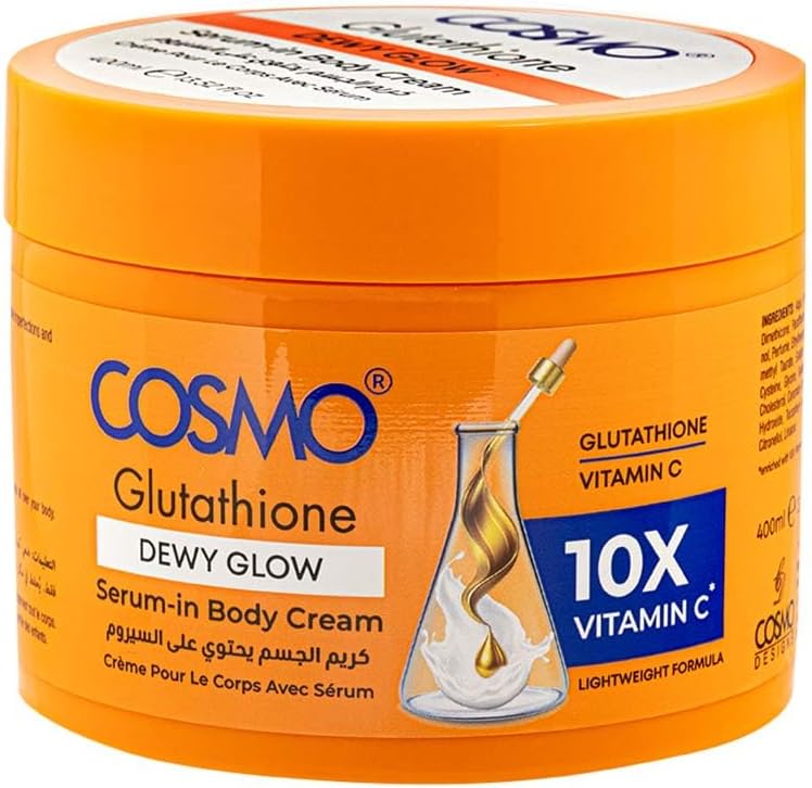 Buy Cosmo Glutathione Dewy Glow Serum-in Body Cream With 10X Vitamin C, Brightening & Hydrating Moisturizer For Radiant, Smooth, and Naturally Glowing Skin - 400ml Online